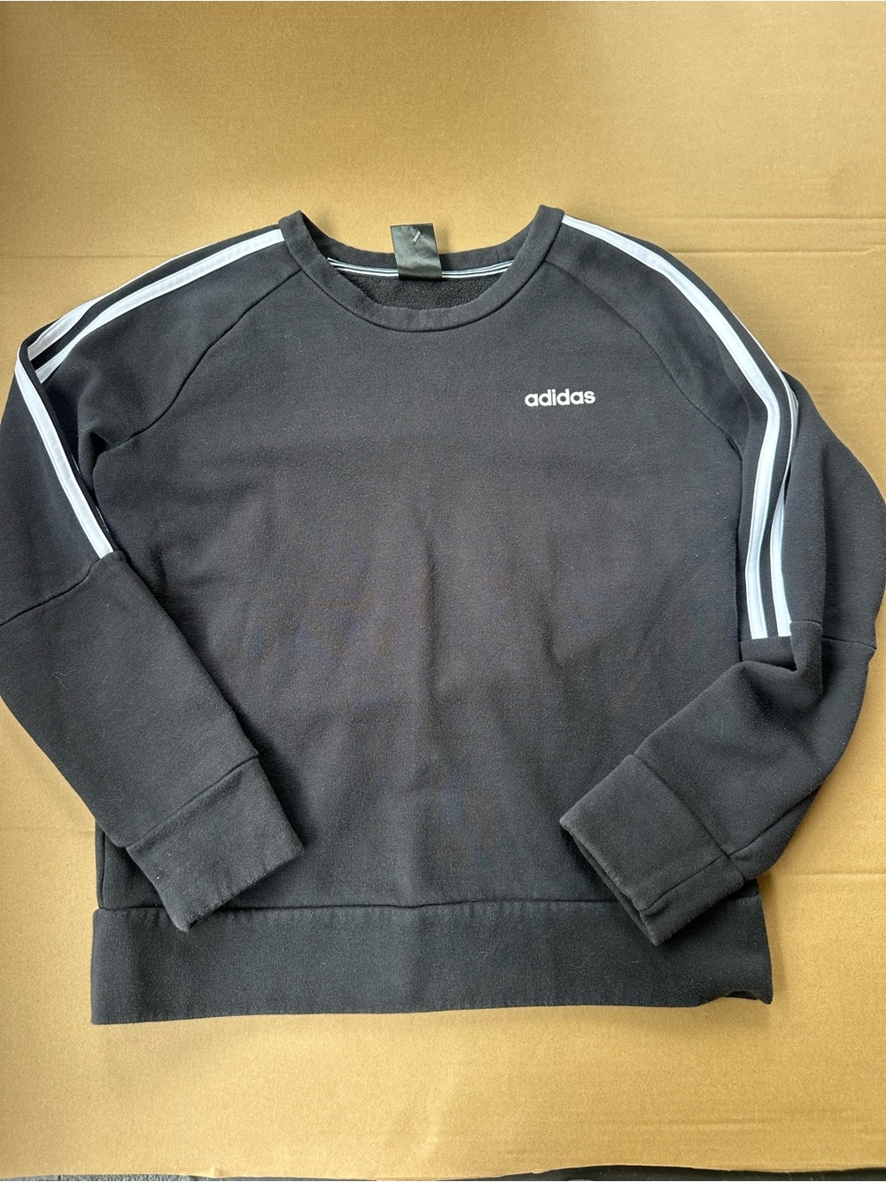 Adidas Woman’s Black Crewneck Sweatshirt with White Stripes
